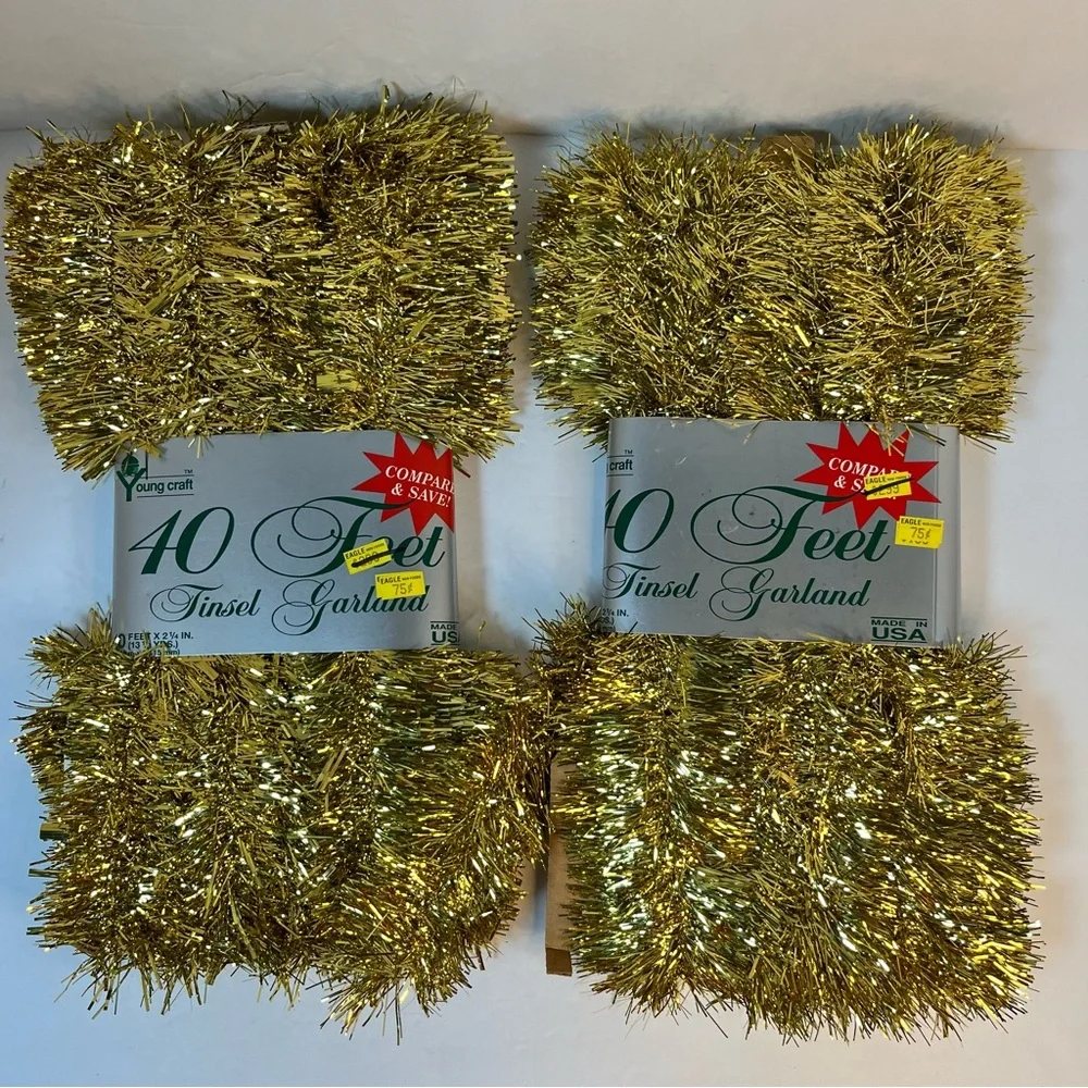 Gold Tinsel Garland - 40 Feet